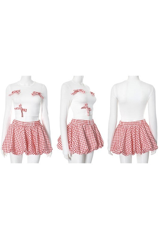 Plaid Mini Skirt Set